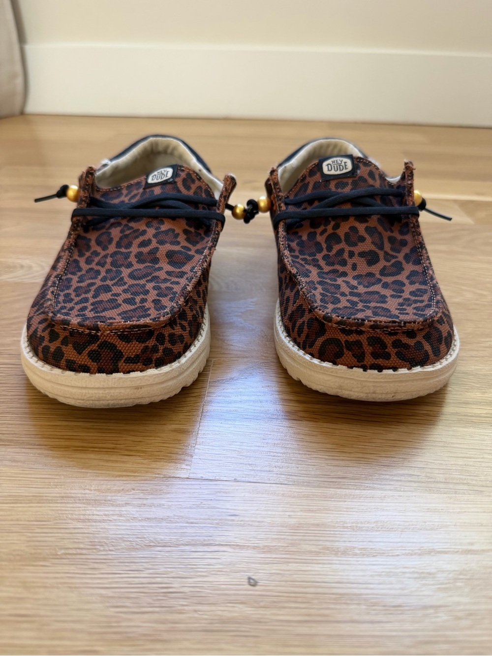 Hey Dude Woman’s Leopard Print Slip-Ons in Brown and Black - Picture 2 of 11